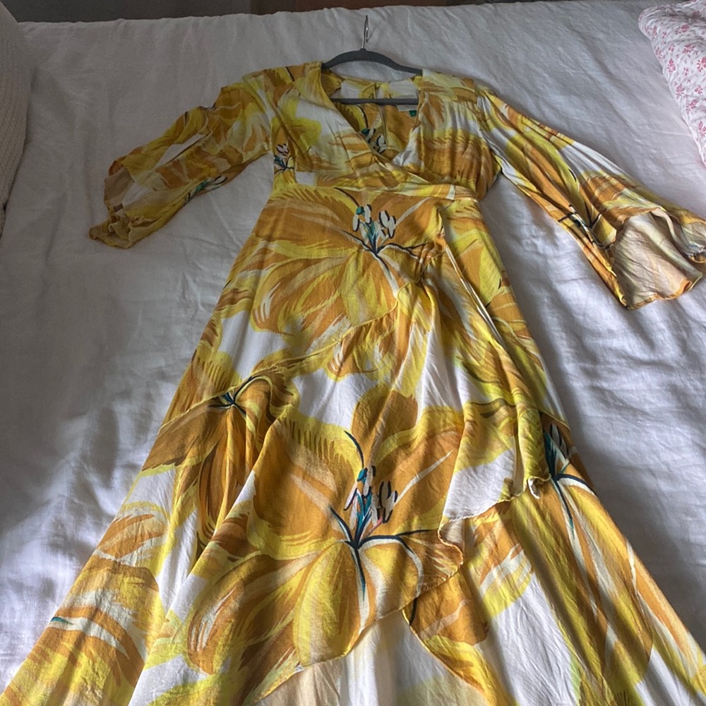Farm rio yellow wrap dress